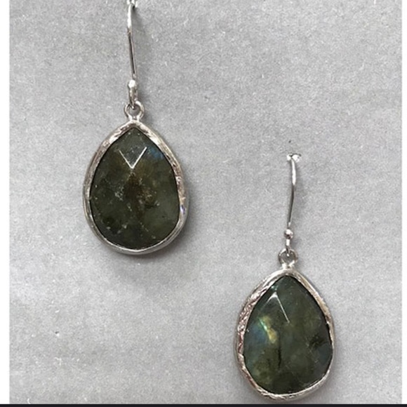 Labradorite Pear Cut/Sterling Silver Bezel Set Earrings-Boutique - Picture 3 of 12